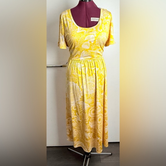 LuLaRoe Yellow White Sundress Midi Casual - Picture 1 of 9